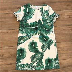 Tropical Leaf Print Kids Dress